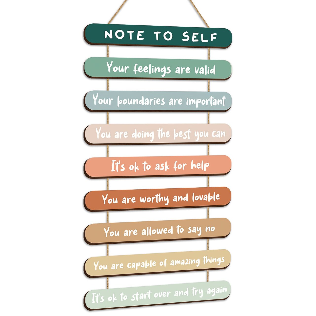 Mental Health Reminders Wall Art Decoration Positive Psychology Affirmations Therapy Office Decor Occupational Therapy Gifts Wooden Hanging Wall Pediments Inspirational Gifts(Bright Color)